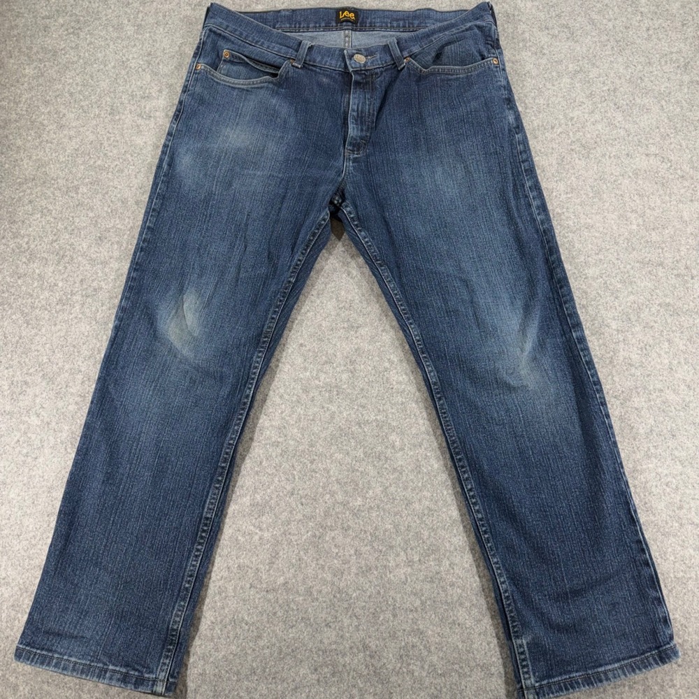 Lee Regular Fit Mens Jeans 36x29 Blue Denim Straight Leg Stretch